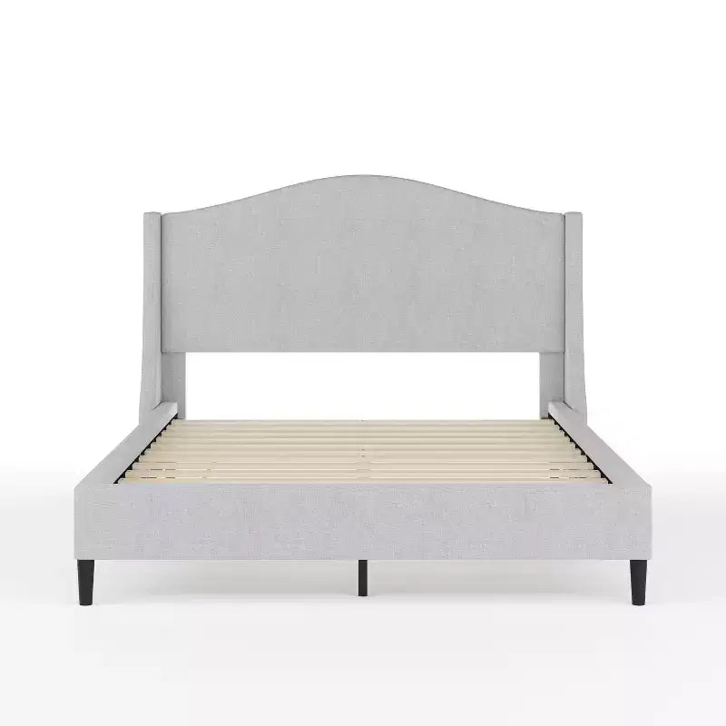 Letto a piattaforma imbottito con testiera curva – Beige/Grigio/Bianco sporco, Matrimoniale francese/Matrimoniale standard/King size, Per 1 persona