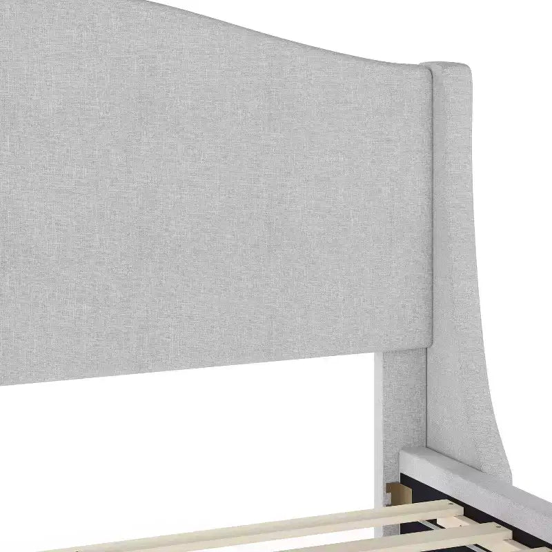 Letto a piattaforma imbottito con testiera curva – Beige/Grigio/Bianco sporco, Matrimoniale francese/Matrimoniale standard/King size, Per 1 persona