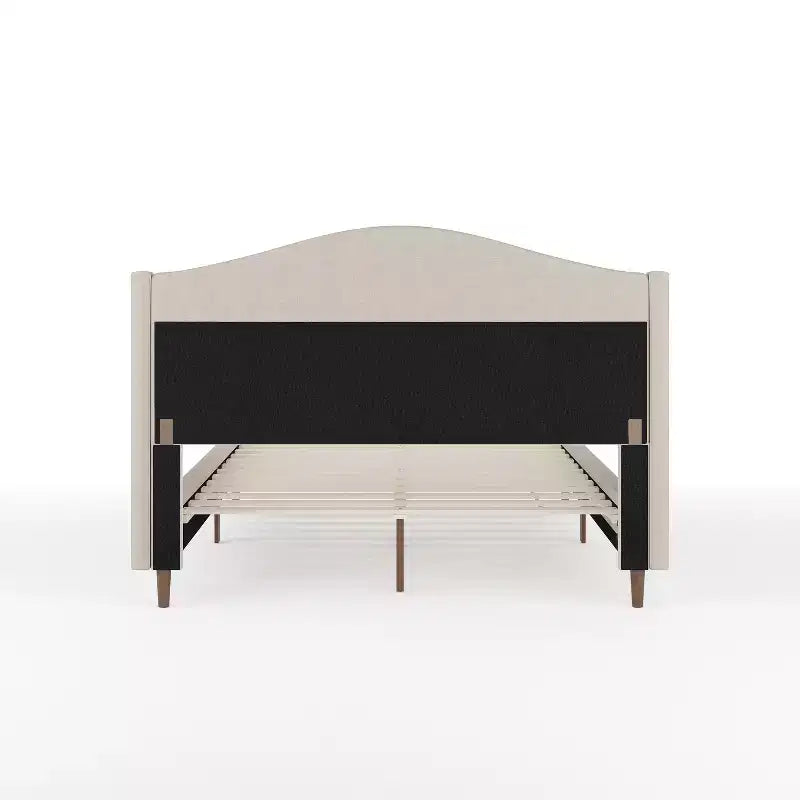 Letto a piattaforma imbottito con testiera curva – Beige/Grigio/Bianco sporco, Matrimoniale francese/Matrimoniale standard/King size, Per 1 persona