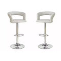 Poundex, Adjustable Height & Swivel Barstool in Gray Faux Leather (Set of 2)