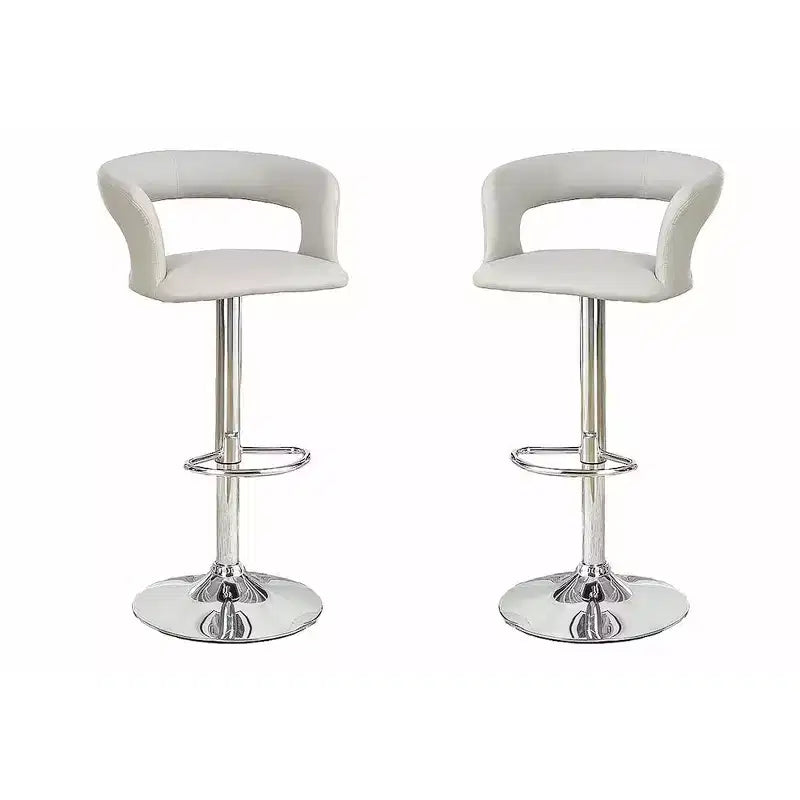 Poundex, Adjustable Height & Swivel Barstool in Gray Faux Leather (Set of 2)