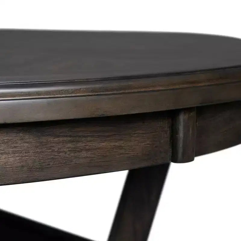 Set da pranzo in noce da 5 pezzi per 4 persone – Tavolo rettangolare con sedie rivestite in tessuto grigio
