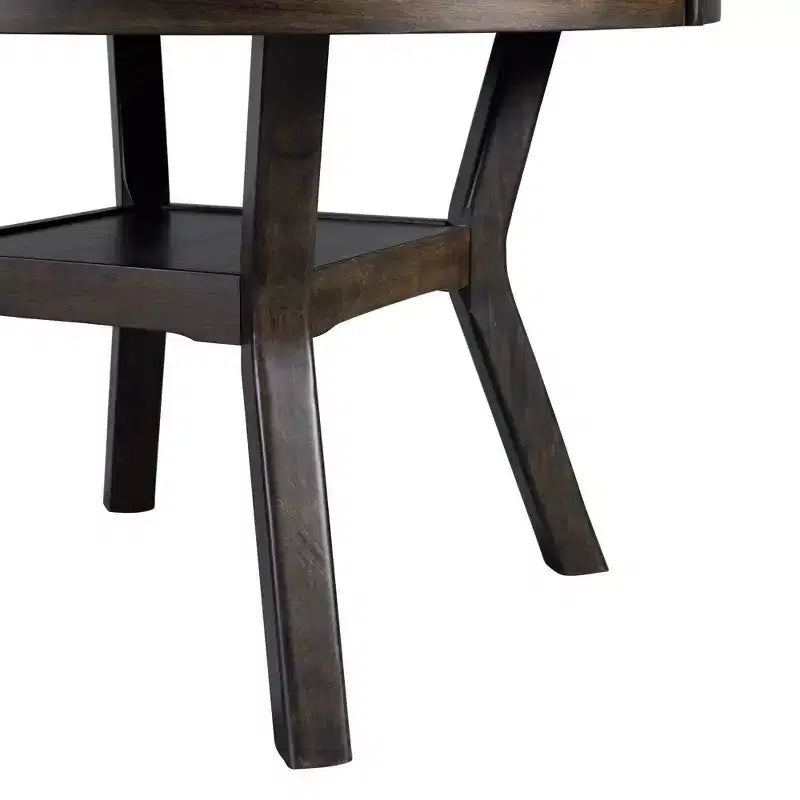 Set da pranzo in noce da 5 pezzi per 4 persone – Tavolo rettangolare con sedie rivestite in tessuto grigio