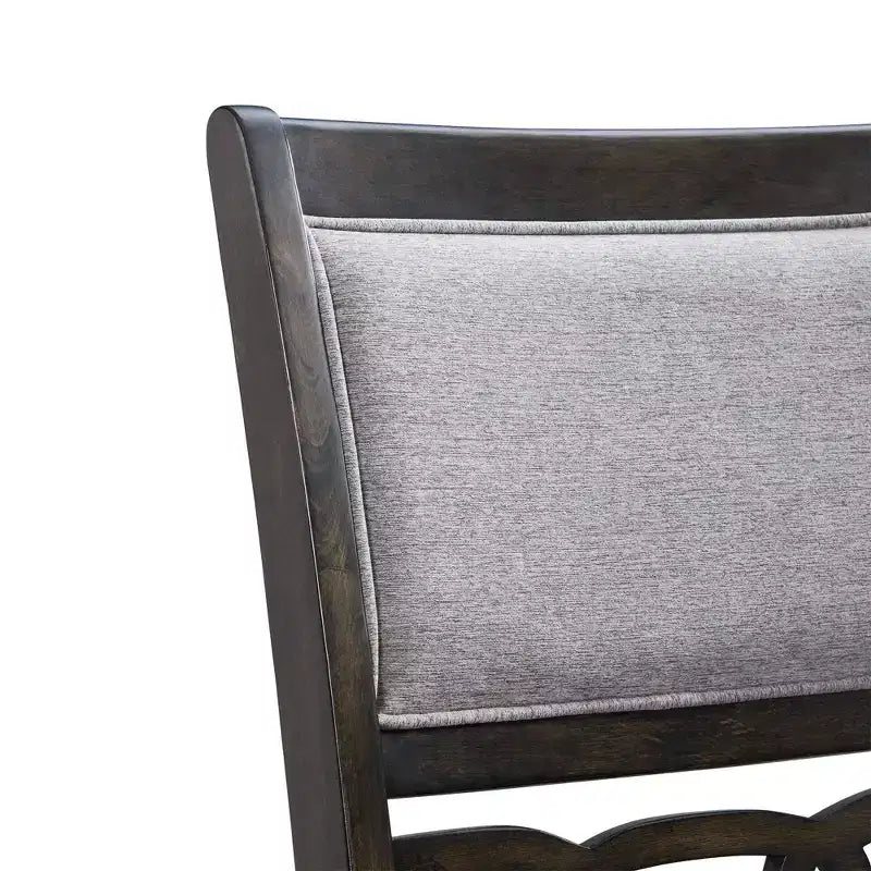 Set da pranzo in noce da 5 pezzi per 4 persone – Tavolo rettangolare con sedie rivestite in tessuto grigio