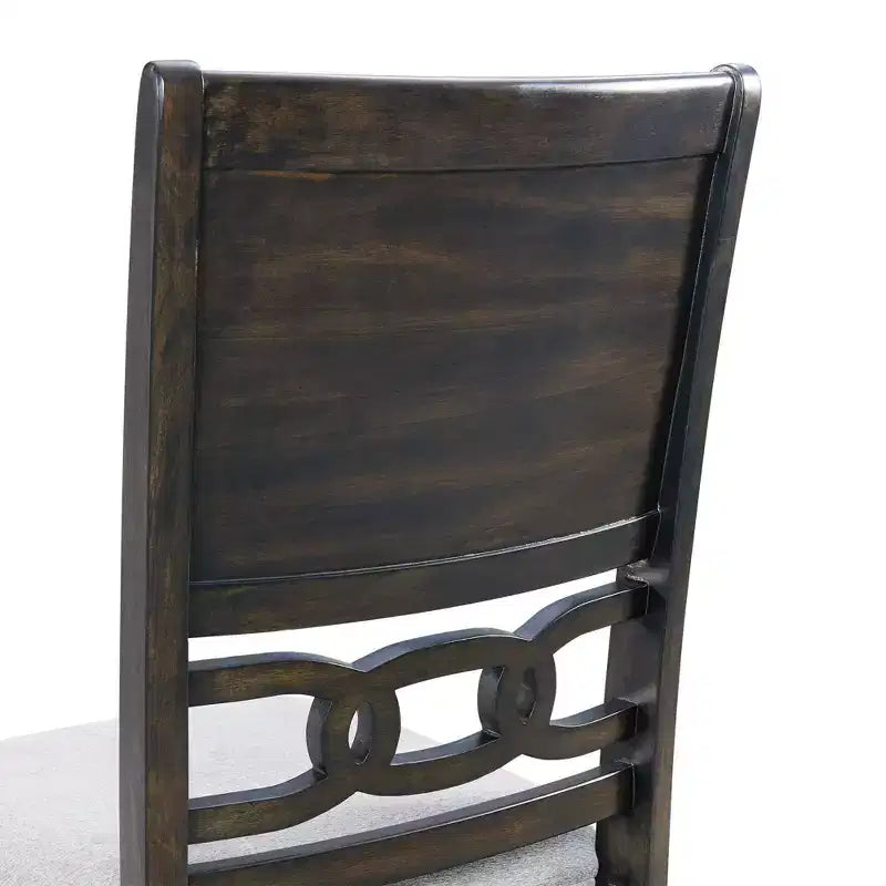 Set da pranzo in noce da 5 pezzi per 4 persone – Tavolo rettangolare con sedie rivestite in tessuto grigio
