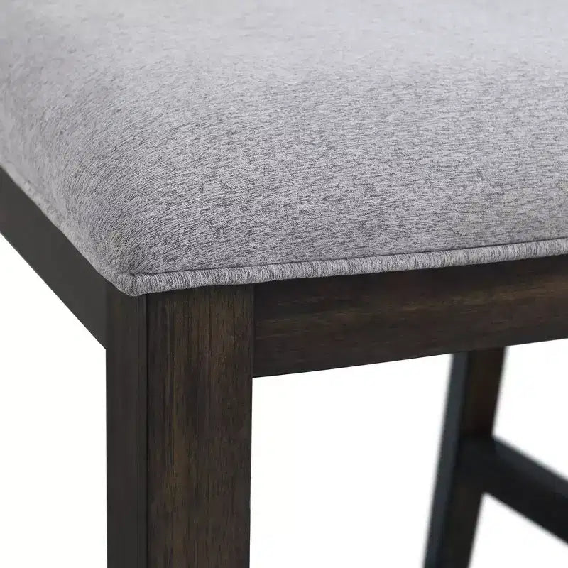 Set da pranzo in noce da 5 pezzi per 4 persone – Tavolo rettangolare con sedie rivestite in tessuto grigio
