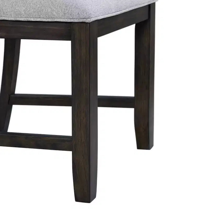 Set da pranzo in noce da 5 pezzi per 4 persone – Tavolo rettangolare con sedie rivestite in tessuto grigio
