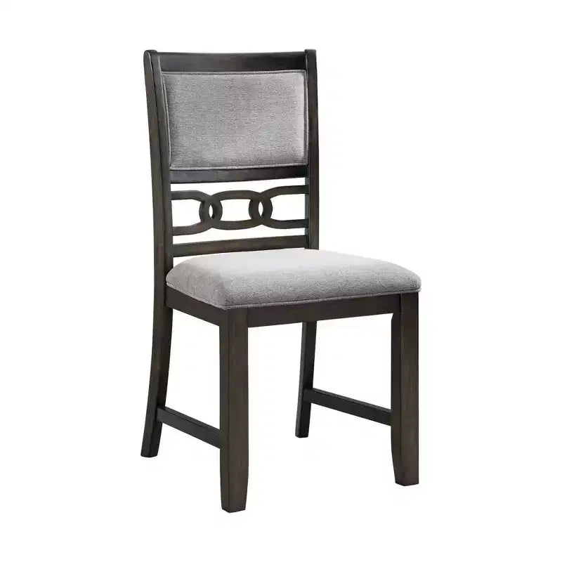 Set da pranzo in noce da 5 pezzi per 4 persone – Tavolo rettangolare con sedie rivestite in tessuto grigio