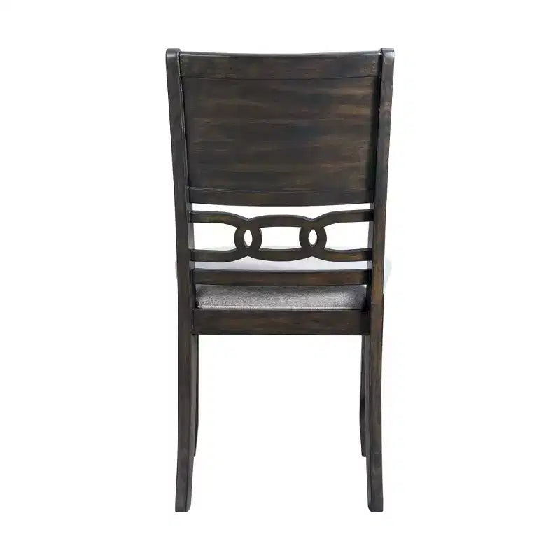 Set da pranzo in noce da 5 pezzi per 4 persone – Tavolo rettangolare con sedie rivestite in tessuto grigio