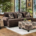 Divano in microfibra Mauricio marrone - Furniture Of America: Imbottito, struttura in legno, include 4 cuscini decorativi