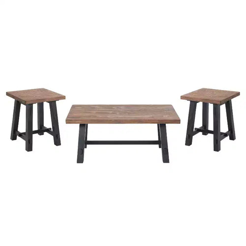 42" Odin Living Room Set with Coffee Table and 2 Side Tables Black - Alaterre Furniture