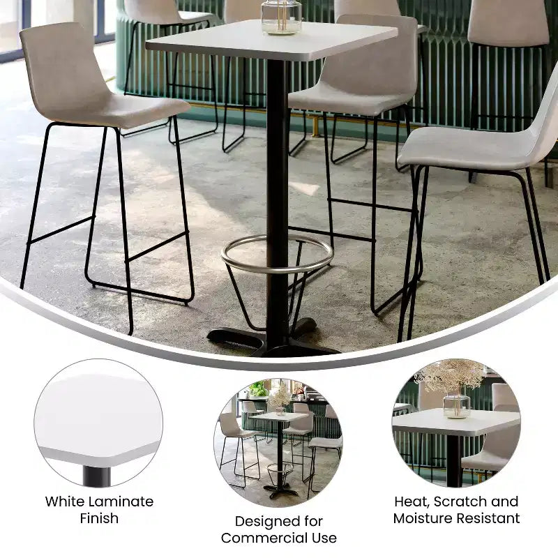 Set da Tavolo Bar Rettangolare Grigio/Bianco, 2 Posti