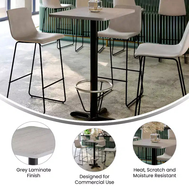 Set da Tavolo Bar Rettangolare Grigio/Bianco, 2 Posti