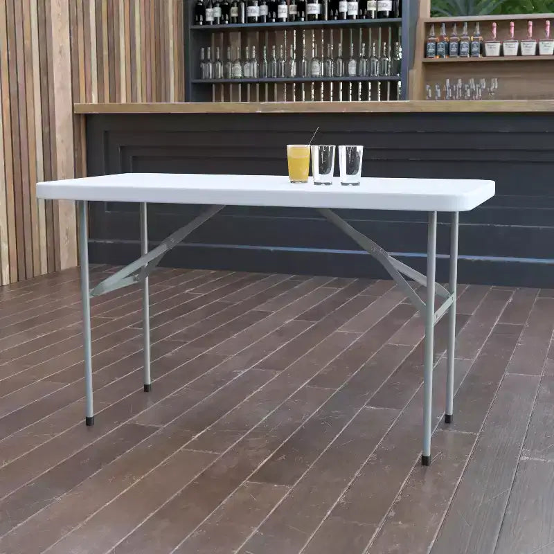 Tavolo Pieghevole in Plastica Bianco Granito Flash Furniture da 120 cm