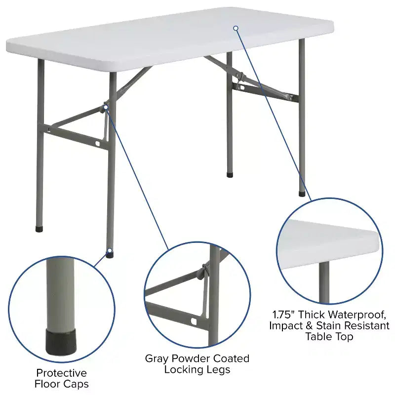Tavolo Pieghevole in Plastica Bianco Granito Flash Furniture da 120 cm