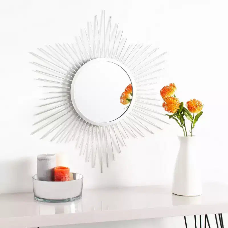 Specchio da parete rotondo Silver Sunburst, singolo