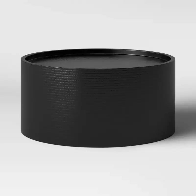 Tavolino da caffè rotondo in ottone/nero con percussioni martellate, 1 pezzo
