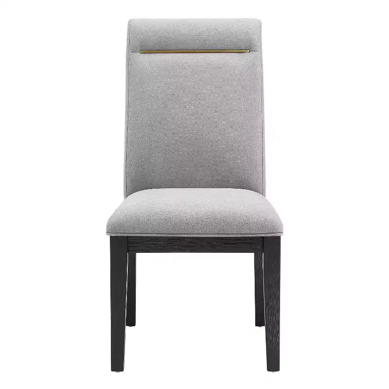 Sedia laterale senza braccioli, schienale alto e trapuntato, colore grigio, set da 2