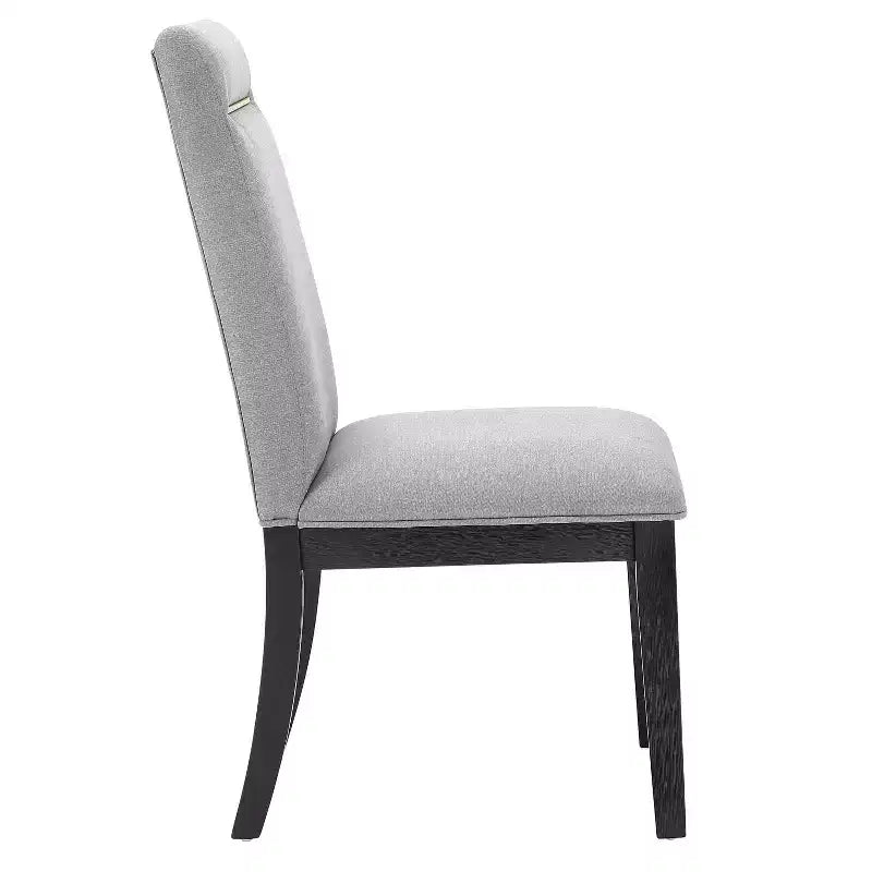 Sedia laterale senza braccioli, schienale alto e trapuntato, colore grigio, set da 2
