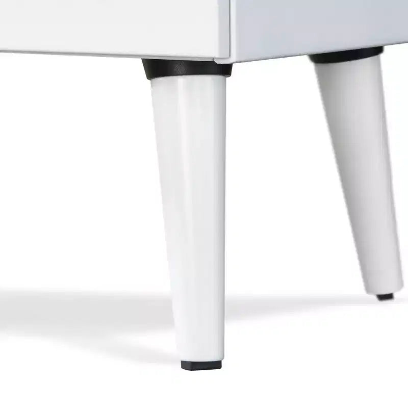 Comodino a 2 cassetti, Nero/Bianco, Struttura in metallo, Singolo