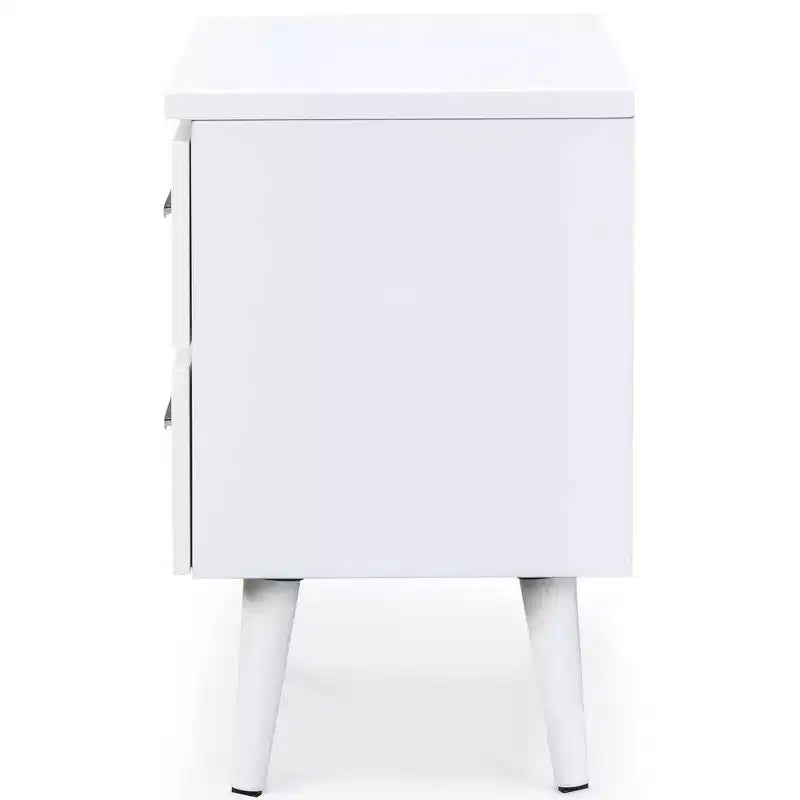 Comodino a 2 cassetti, Nero/Bianco, Struttura in metallo, Singolo
