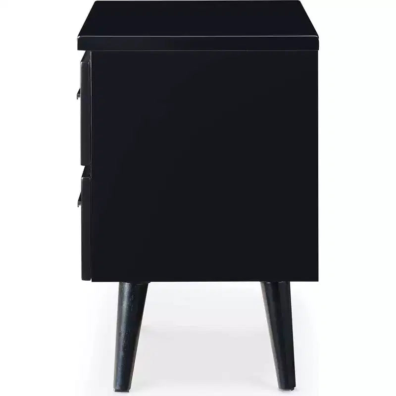 Comodino a 2 cassetti, Nero/Bianco, Struttura in metallo, Singolo
