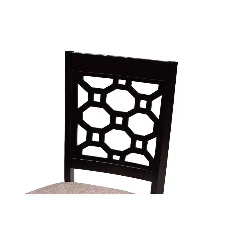 Sedia da pranzo in tessuto e legno, grigio/sabbia, senza braccioli, set da 4