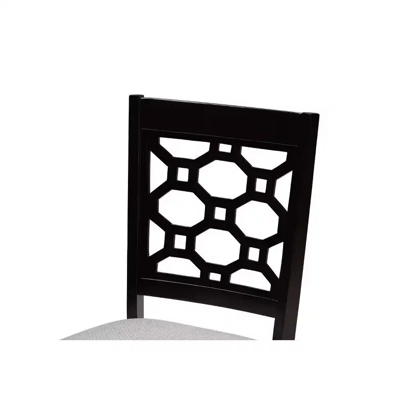 Sedia da pranzo in tessuto e legno, grigio/sabbia, senza braccioli, set da 4