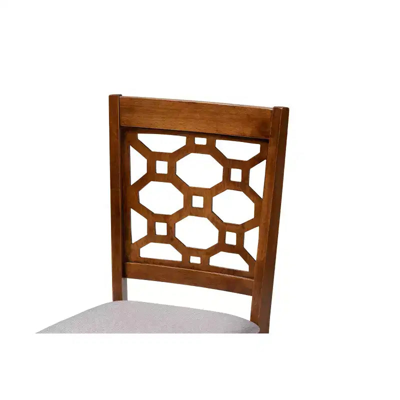 Sedia da pranzo in tessuto e legno, grigio/sabbia, senza braccioli, set da 4