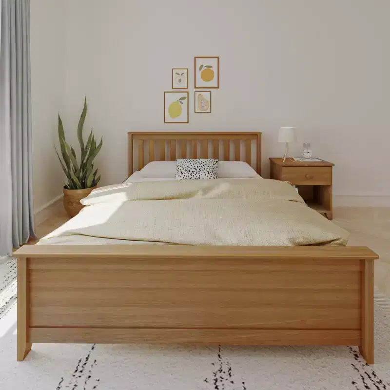 Struttura letto matrimoniale Clay / Pecan / Noce – Testiera a doghe, Stile piattaforma, 1 posto
