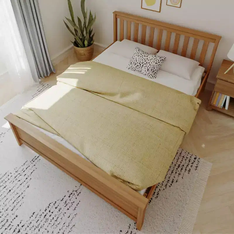 Struttura letto matrimoniale Clay / Pecan / Noce – Testiera a doghe, Stile piattaforma, 1 posto