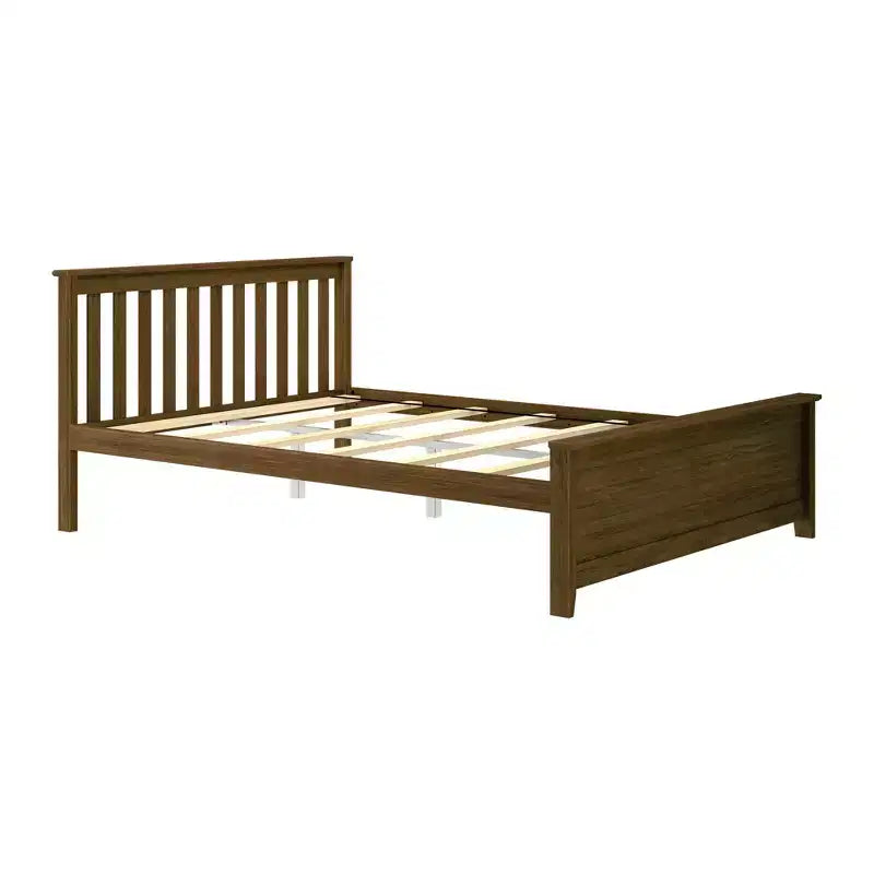 Struttura letto matrimoniale Clay / Pecan / Noce – Testiera a doghe, Stile piattaforma, 1 posto