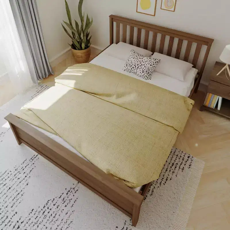 Struttura letto matrimoniale Clay / Pecan / Noce – Testiera a doghe, Stile piattaforma, 1 posto
