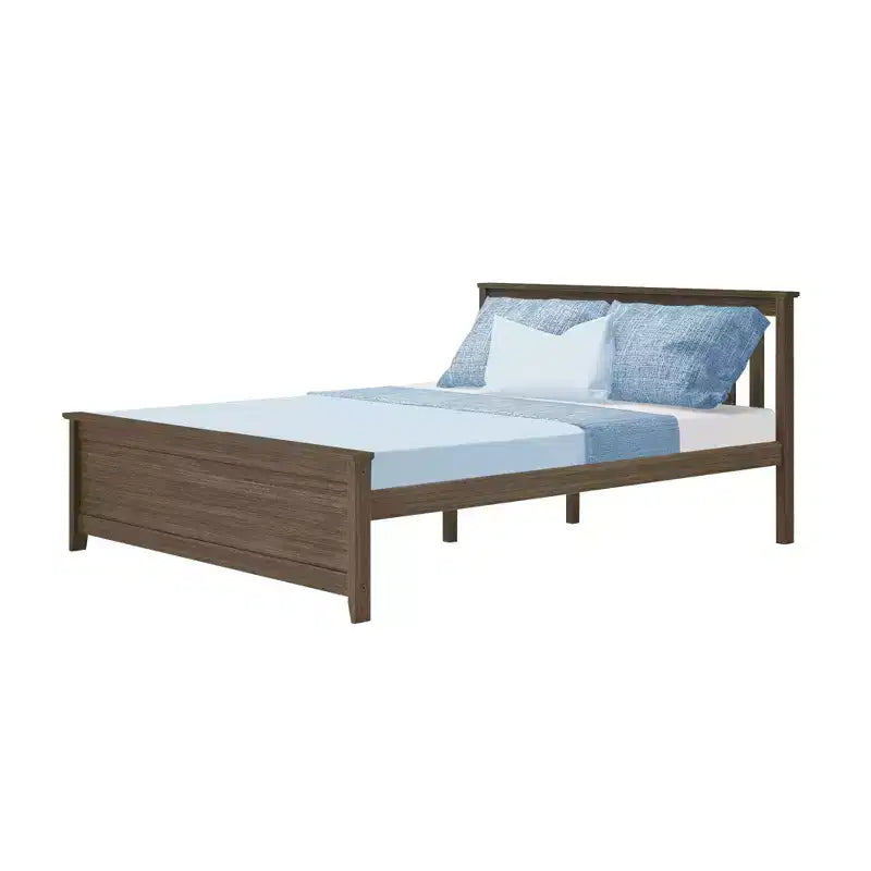 Struttura letto matrimoniale Clay / Pecan / Noce – Testiera a doghe, Stile piattaforma, 1 posto