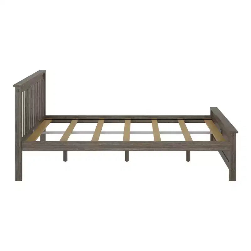 Struttura letto matrimoniale Clay / Pecan / Noce – Testiera a doghe, Stile piattaforma, 1 posto