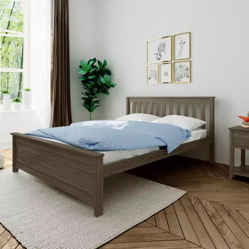 Struttura letto matrimoniale Clay / Pecan / Noce – Testiera a doghe, Stile piattaforma, 1 posto