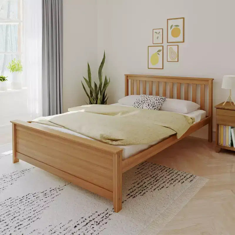 Struttura letto matrimoniale Clay / Pecan / Noce – Testiera a doghe, Stile piattaforma, 1 posto