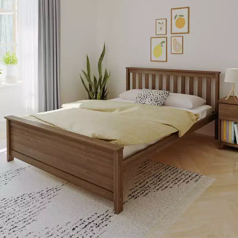 Struttura letto matrimoniale Clay / Pecan / Noce – Testiera a doghe, Stile piattaforma, 1 posto